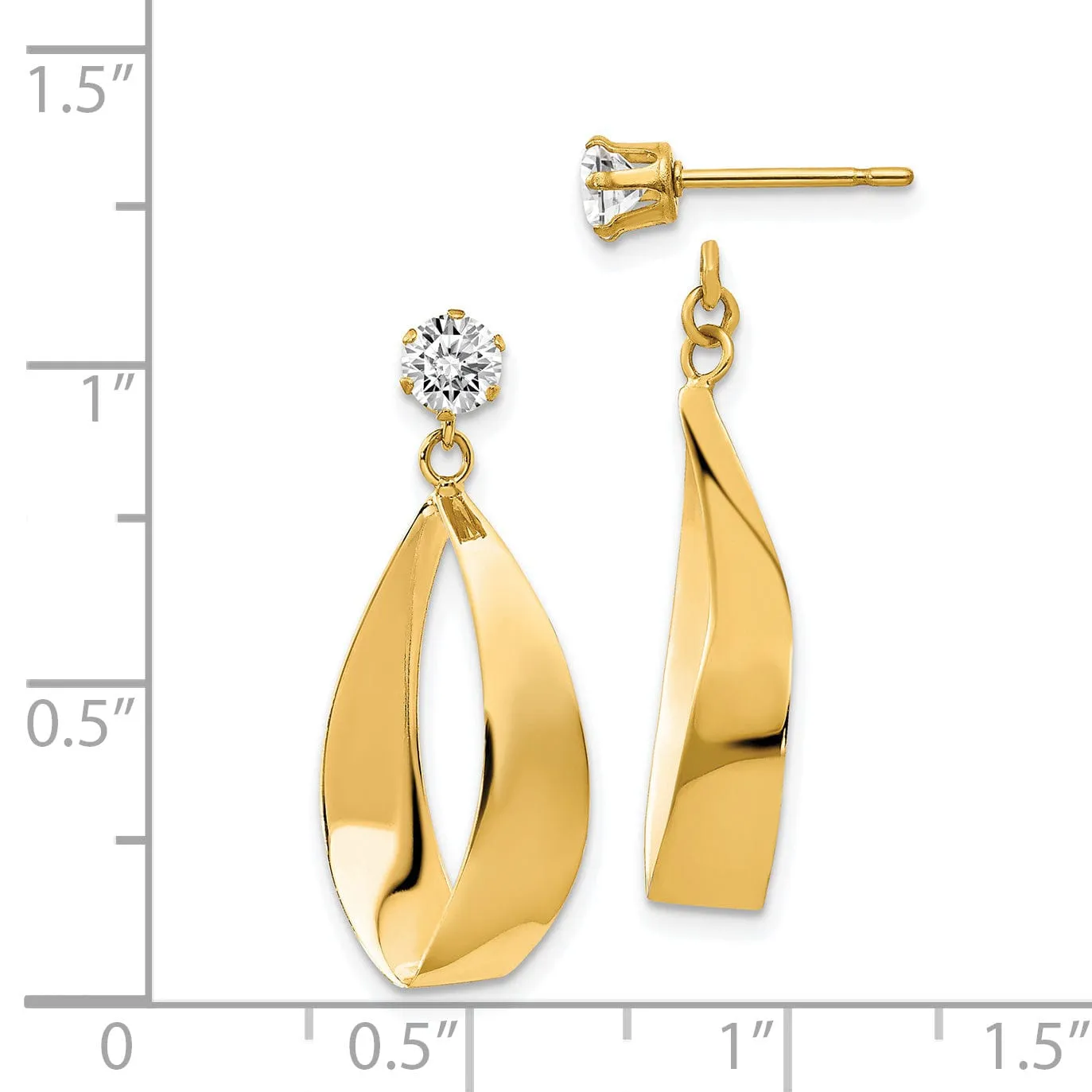 14k Yellow Gold Oval Dangle Earring Jackets