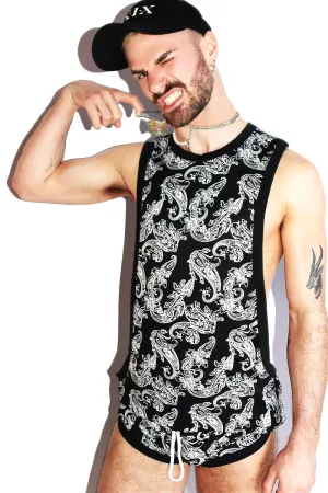 Bandana Paisley Low Arm Tank- Black