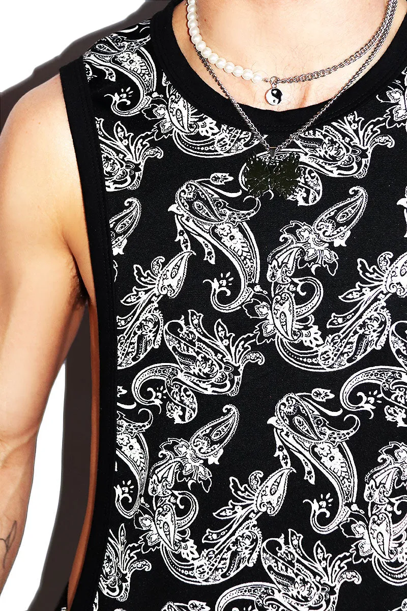 Bandana Paisley Low Arm Tank- Black