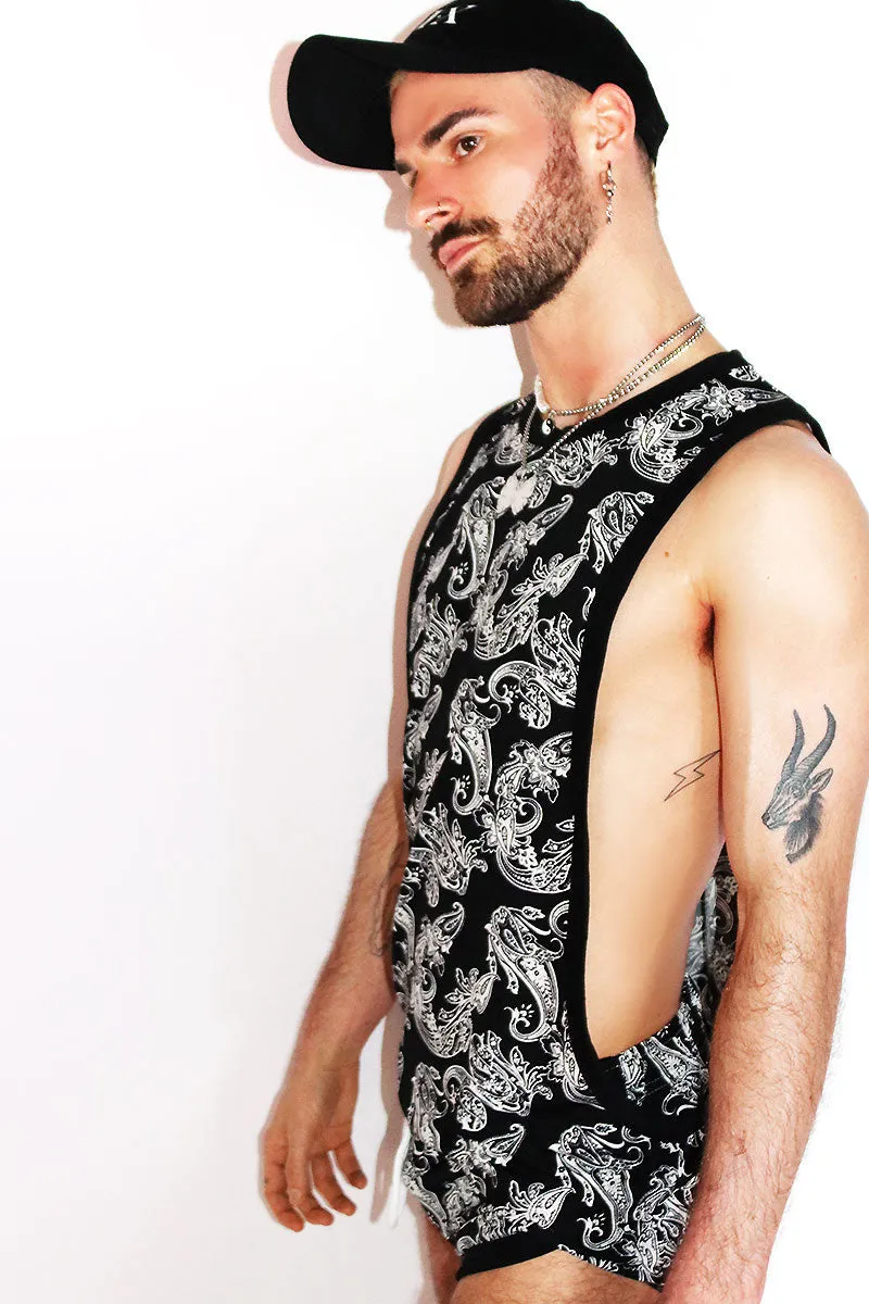 Bandana Paisley Low Arm Tank- Black