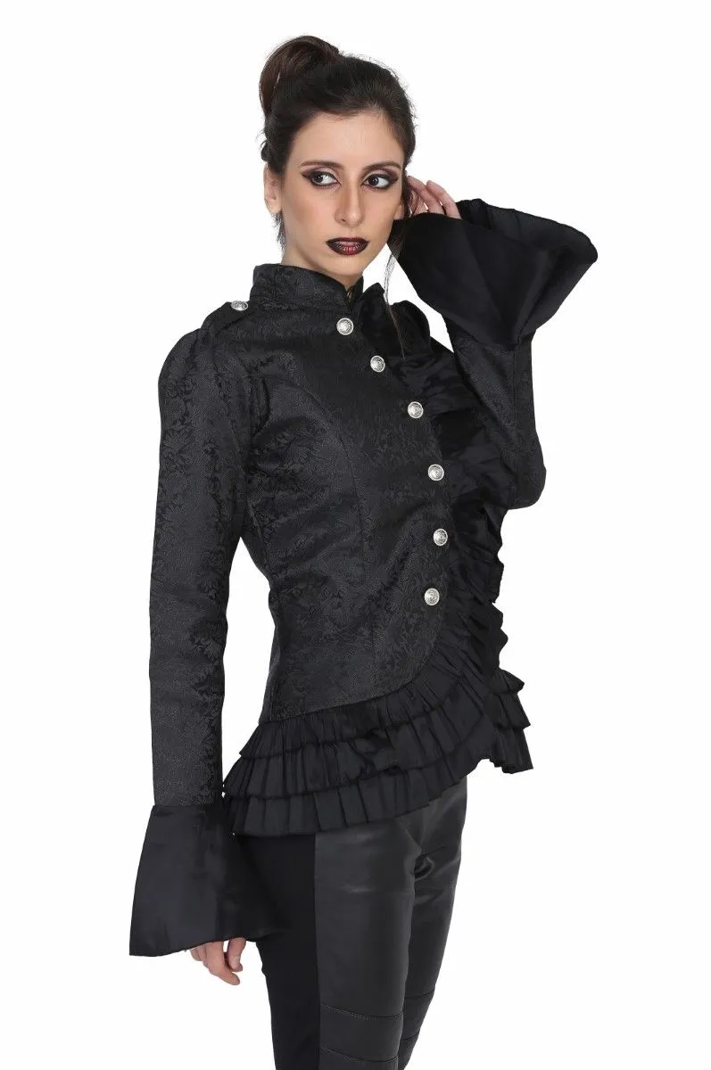 Black Brocade Stylish Jacket- Wholesale