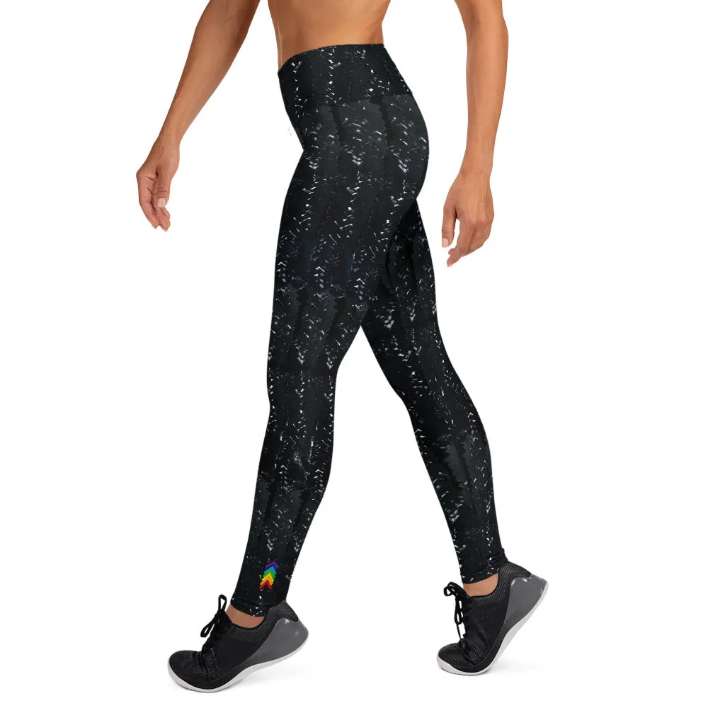 Black Herringbone High Waist Yoga Leggings