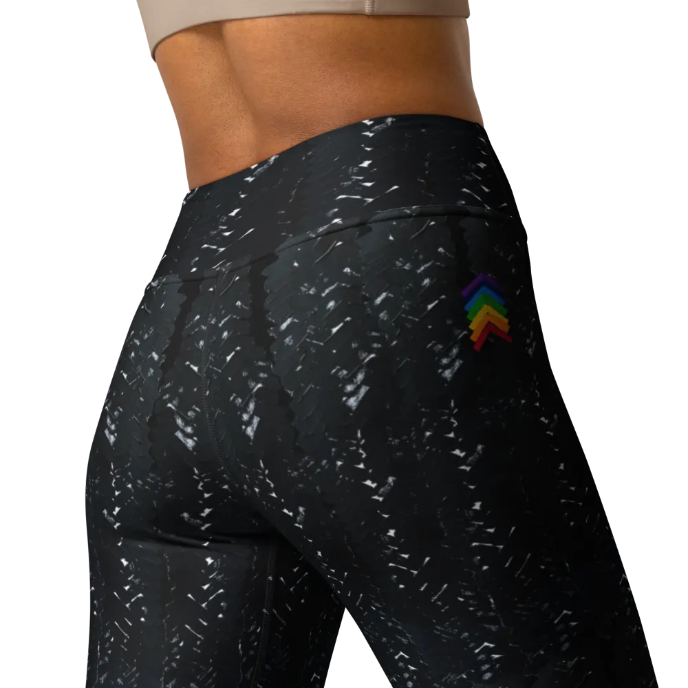 Black Herringbone High Waist Yoga Leggings