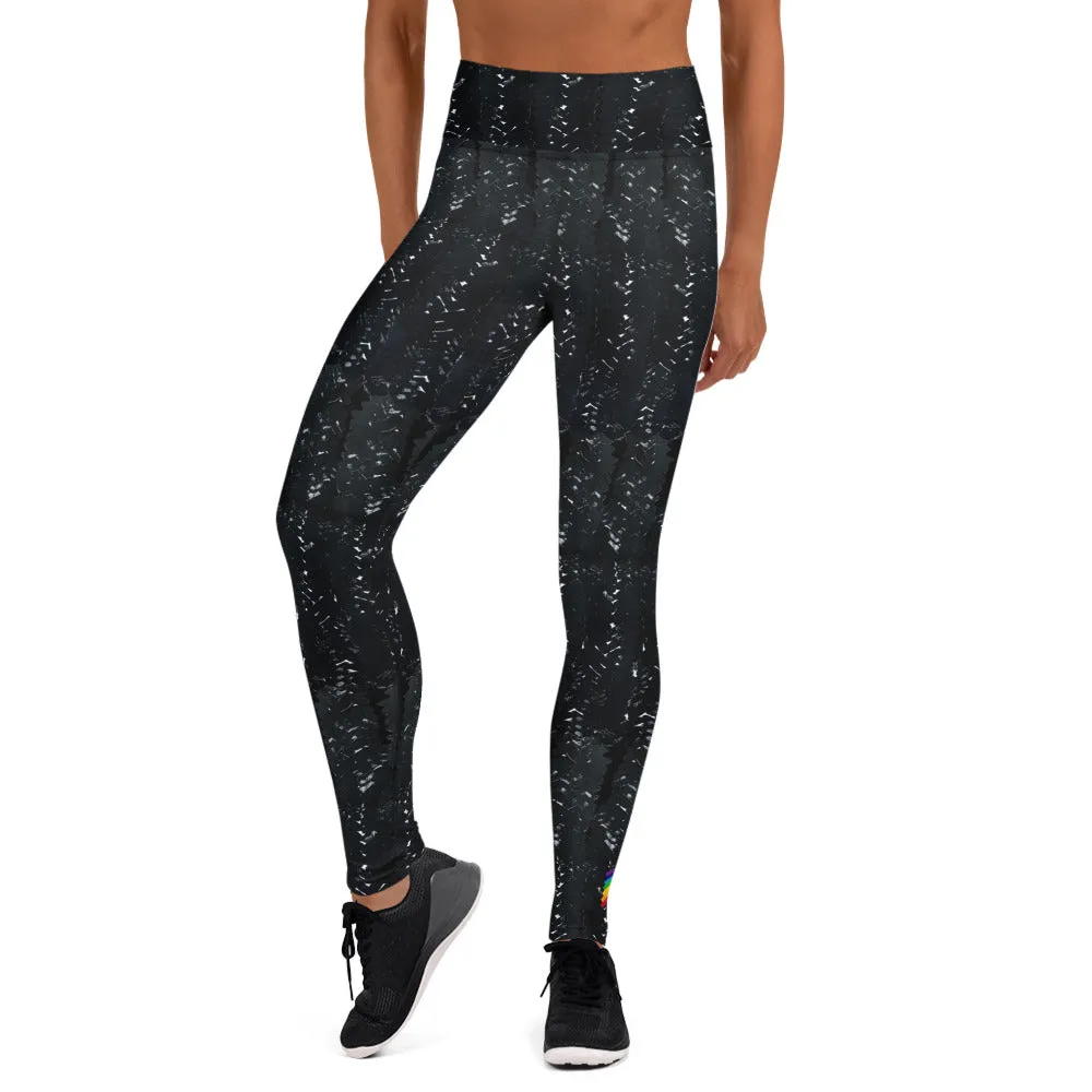 Black Herringbone High Waist Yoga Leggings