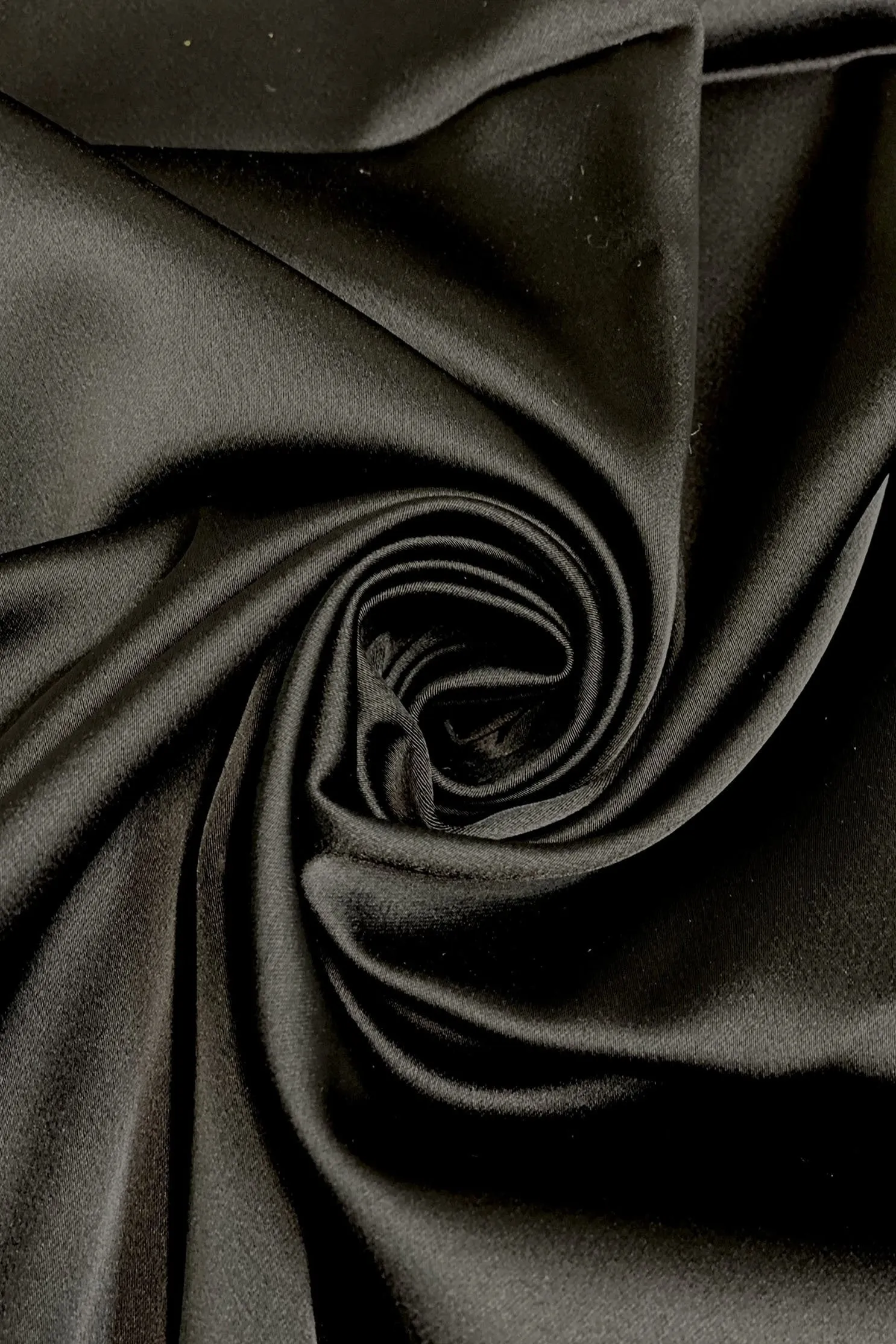 Black Italian Stretch Satin Fabric