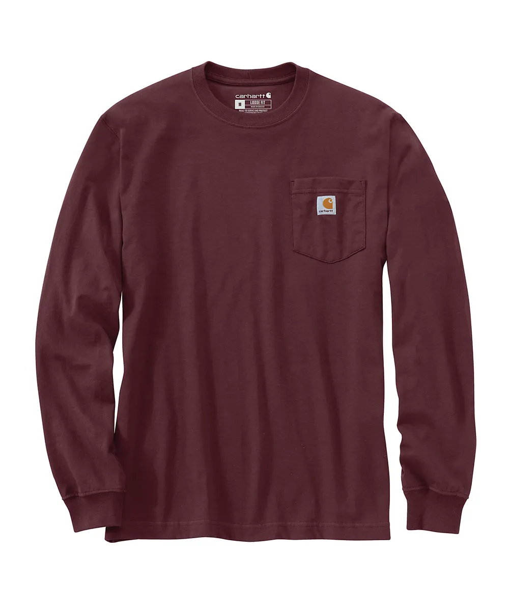 Carhartt Men's Long Sleeve Logo Pocket T-shirt - Port