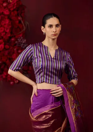 Cheerful Violet Striped Blouse