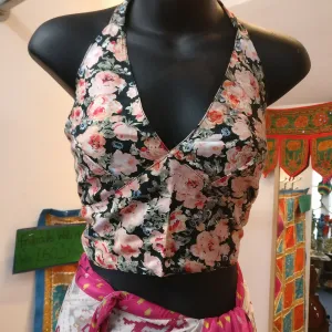 Choli Indian Crop Top Dancewear Pink Floral