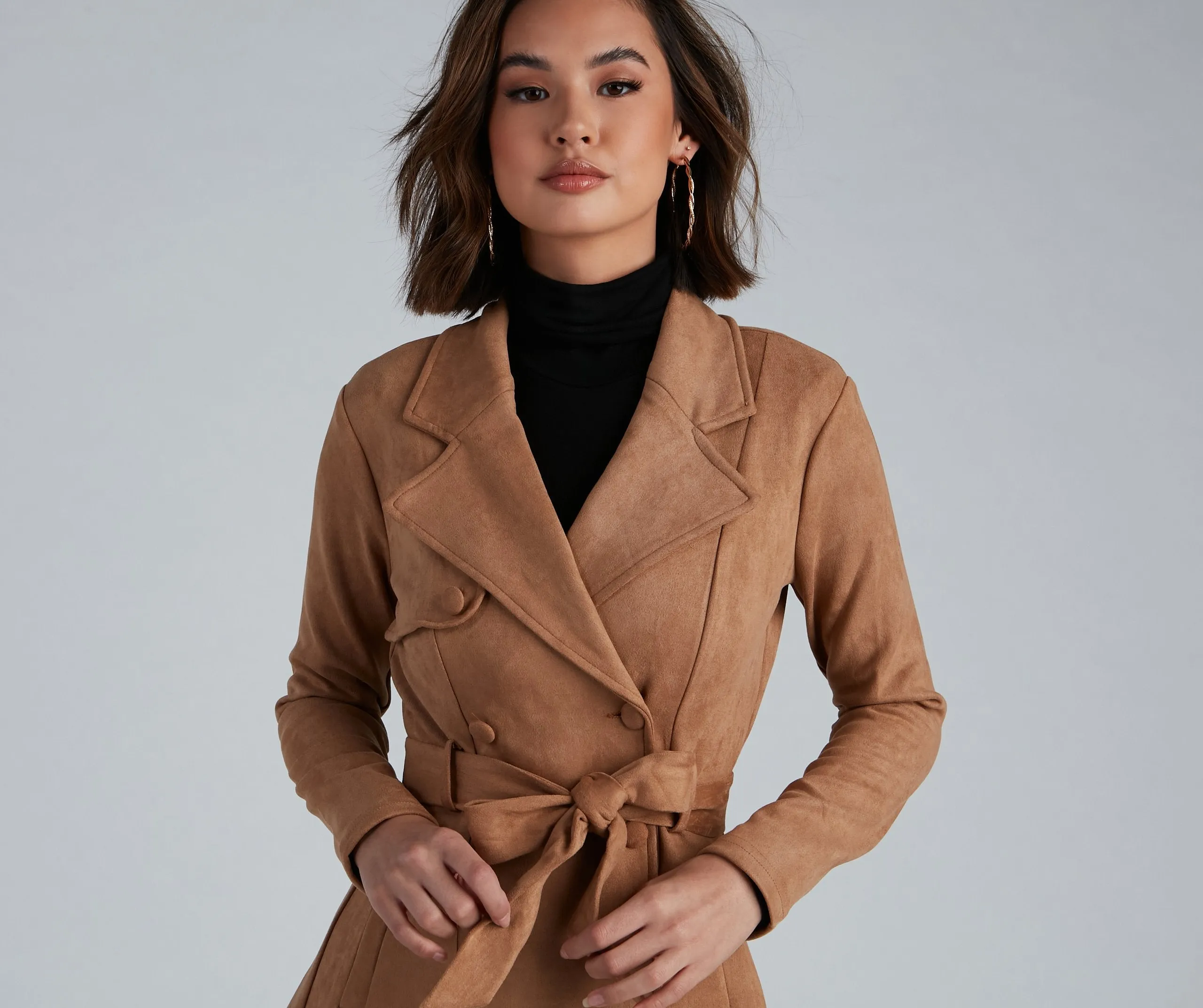 Classic And Elevated Faux Suede Trench