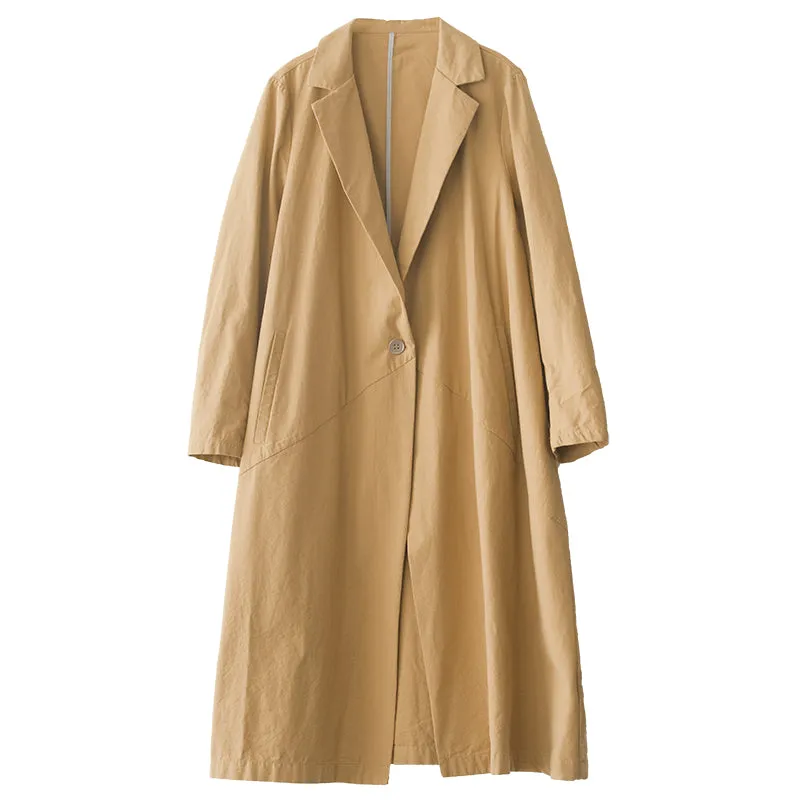 Classic Long Sleeve Trench, Fluffy Ladies Overcoat, Cotton Buckle Long Black Coat