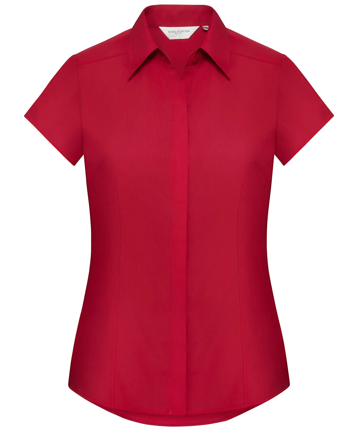 Classic Red - Women's cap sleeve polycotton easycare fitted poplin shirt