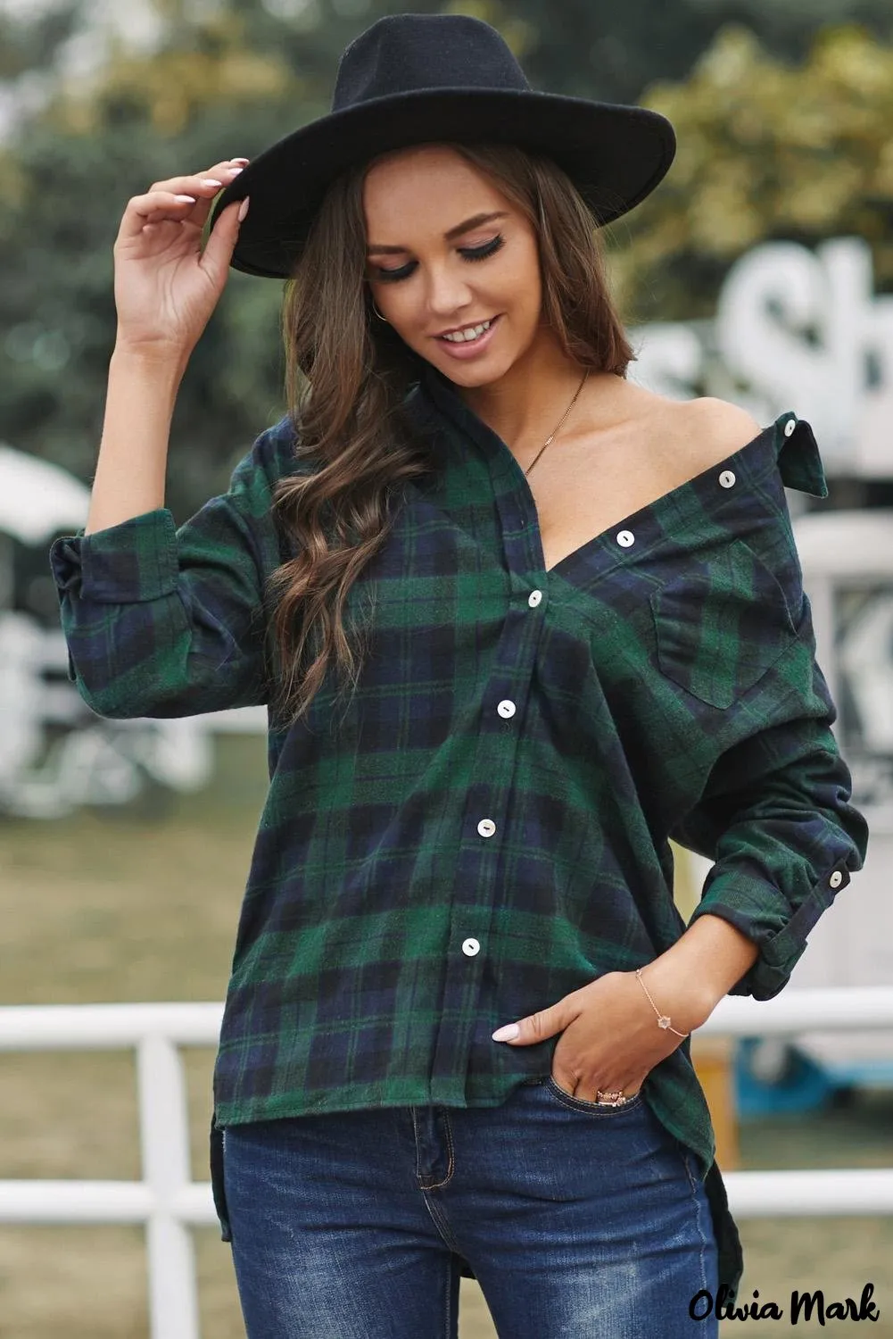 Deanwangkt - Green Check Loose Fit Boyfriend Shirt