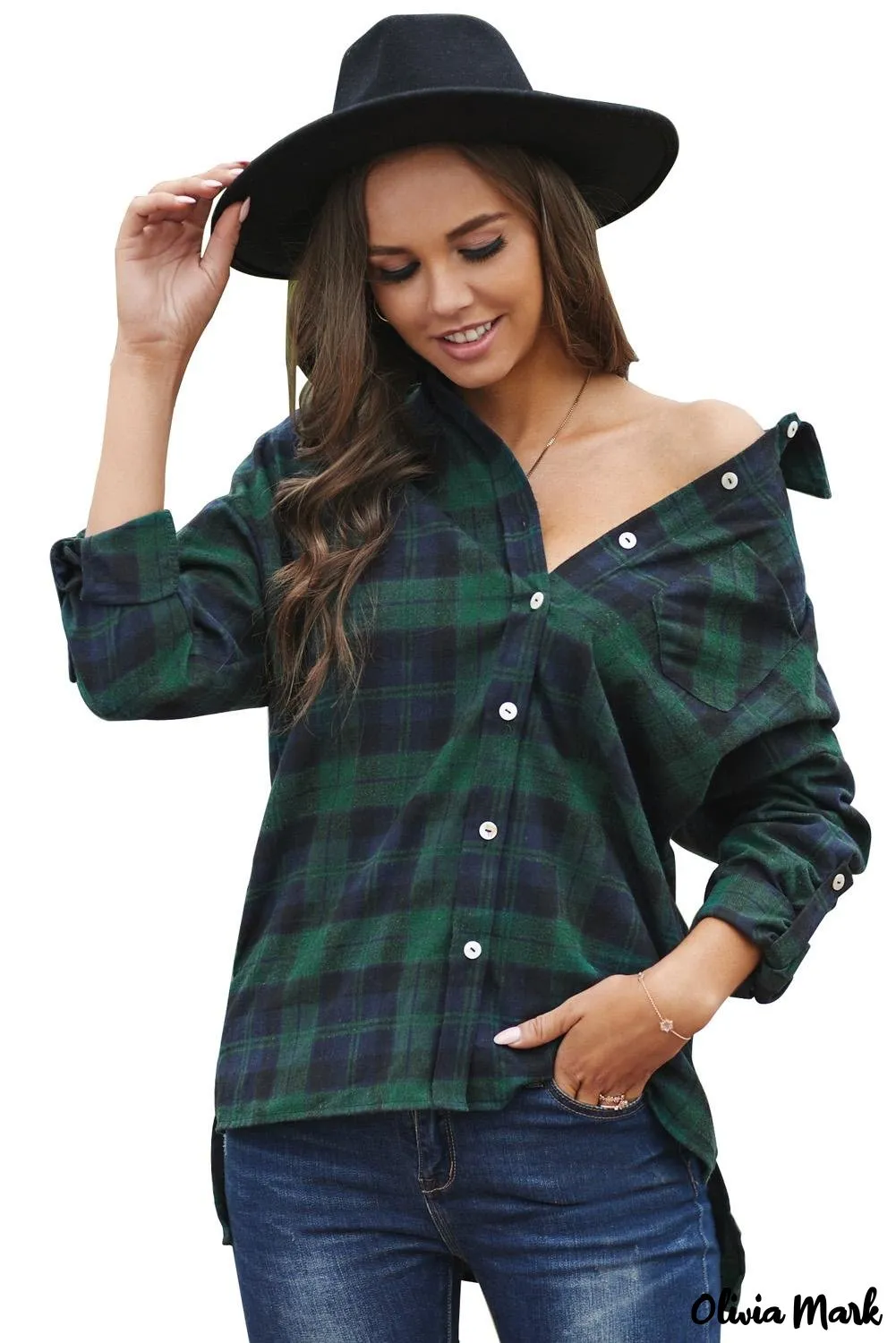 Deanwangkt - Green Check Loose Fit Boyfriend Shirt