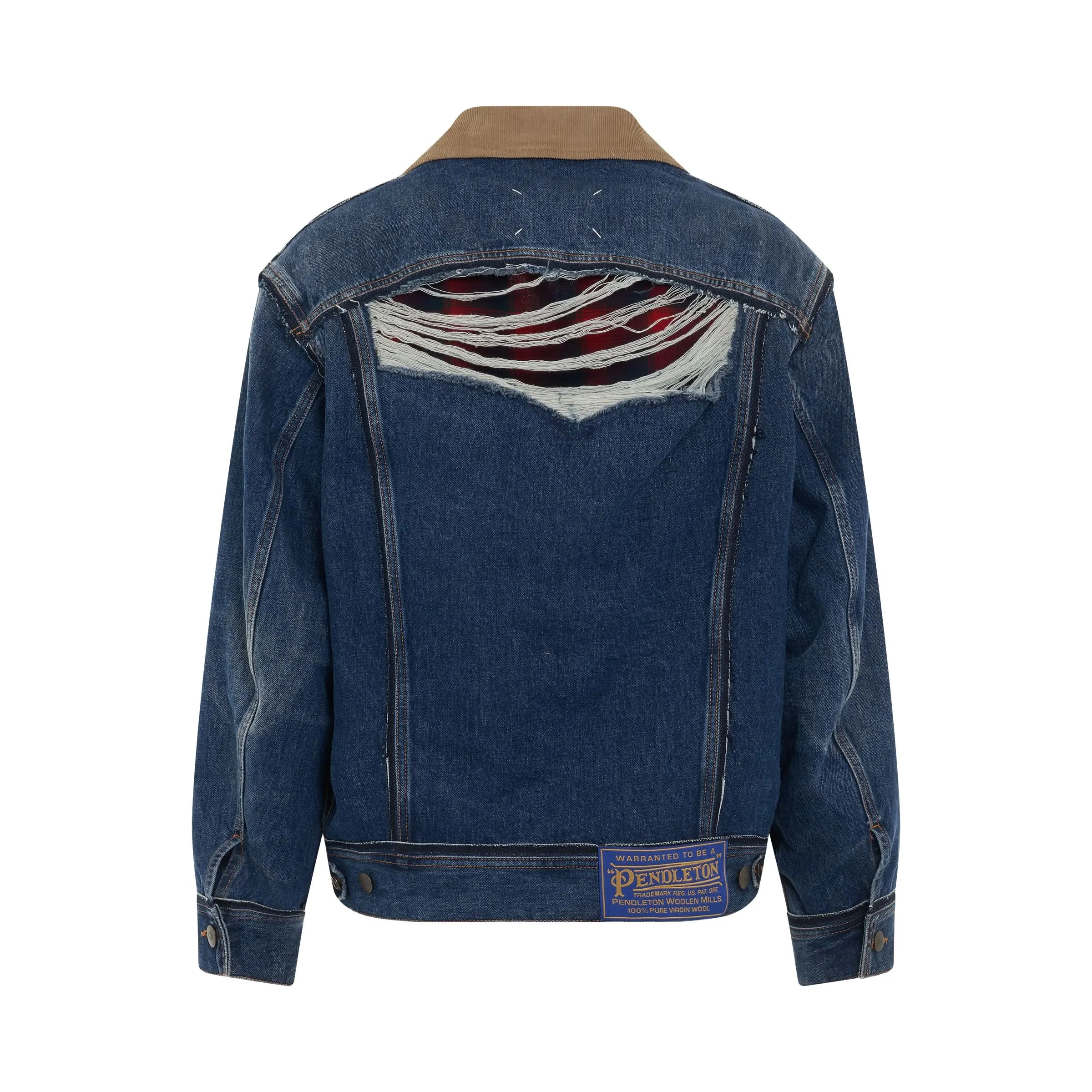 Deconstruction Cut-Out Denim Jacket in Indigo