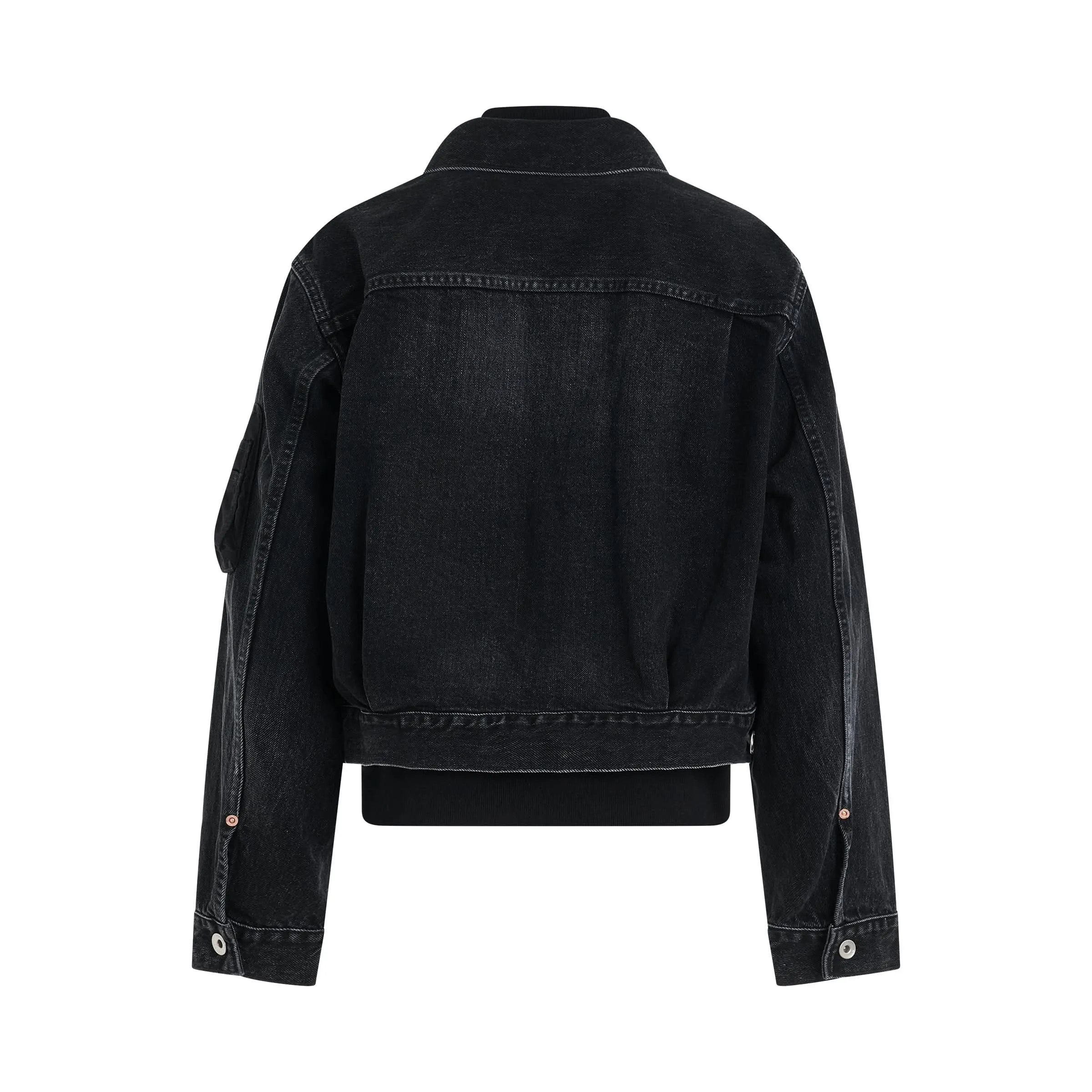 Denim Nylon Mix Blouson in Black