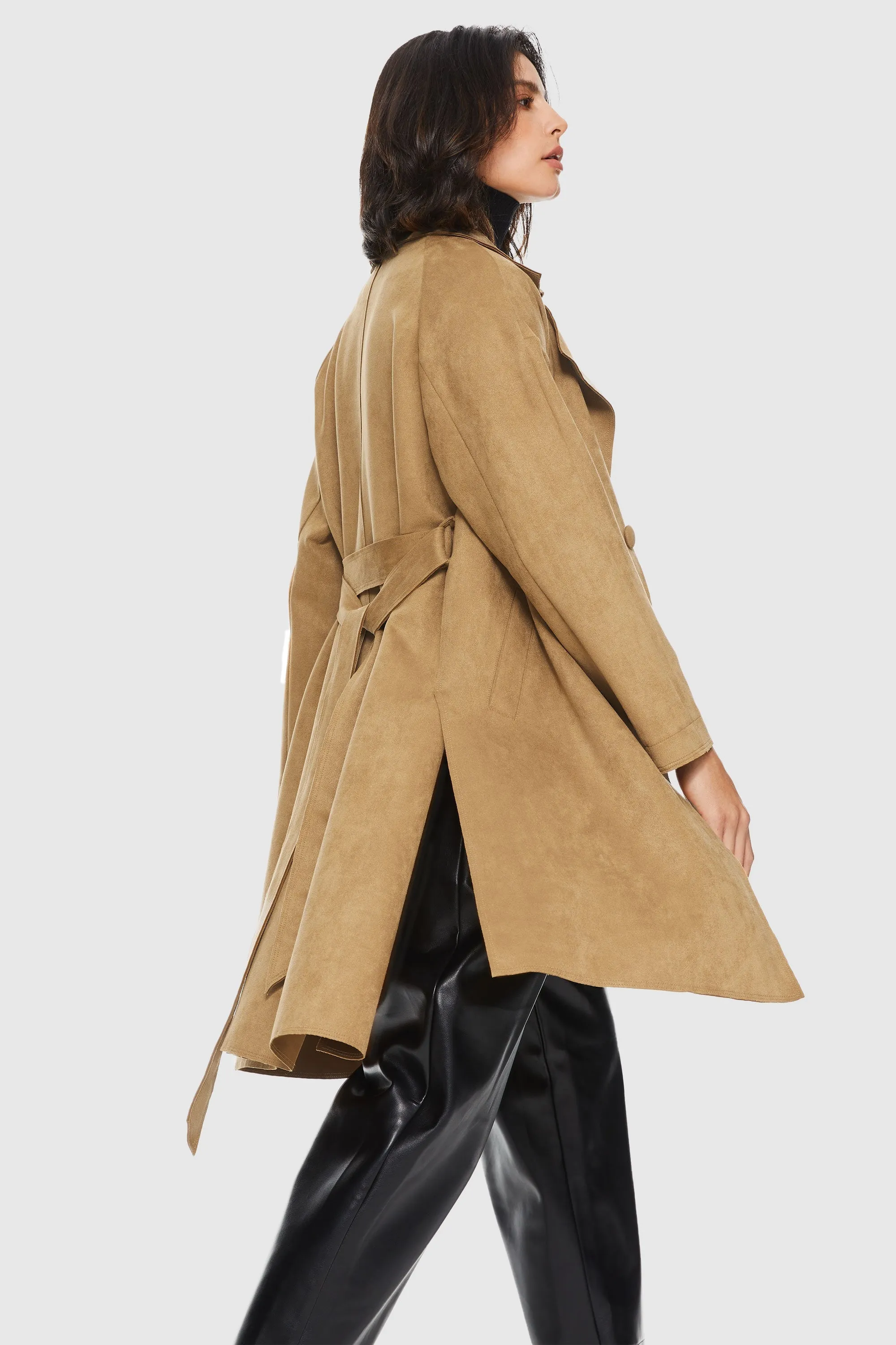 Double-Breasted Suede Trench