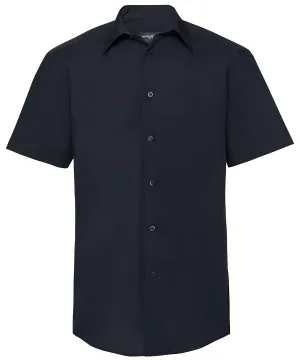 French Navy - Short sleeve polycotton easycare tailored poplin shirt