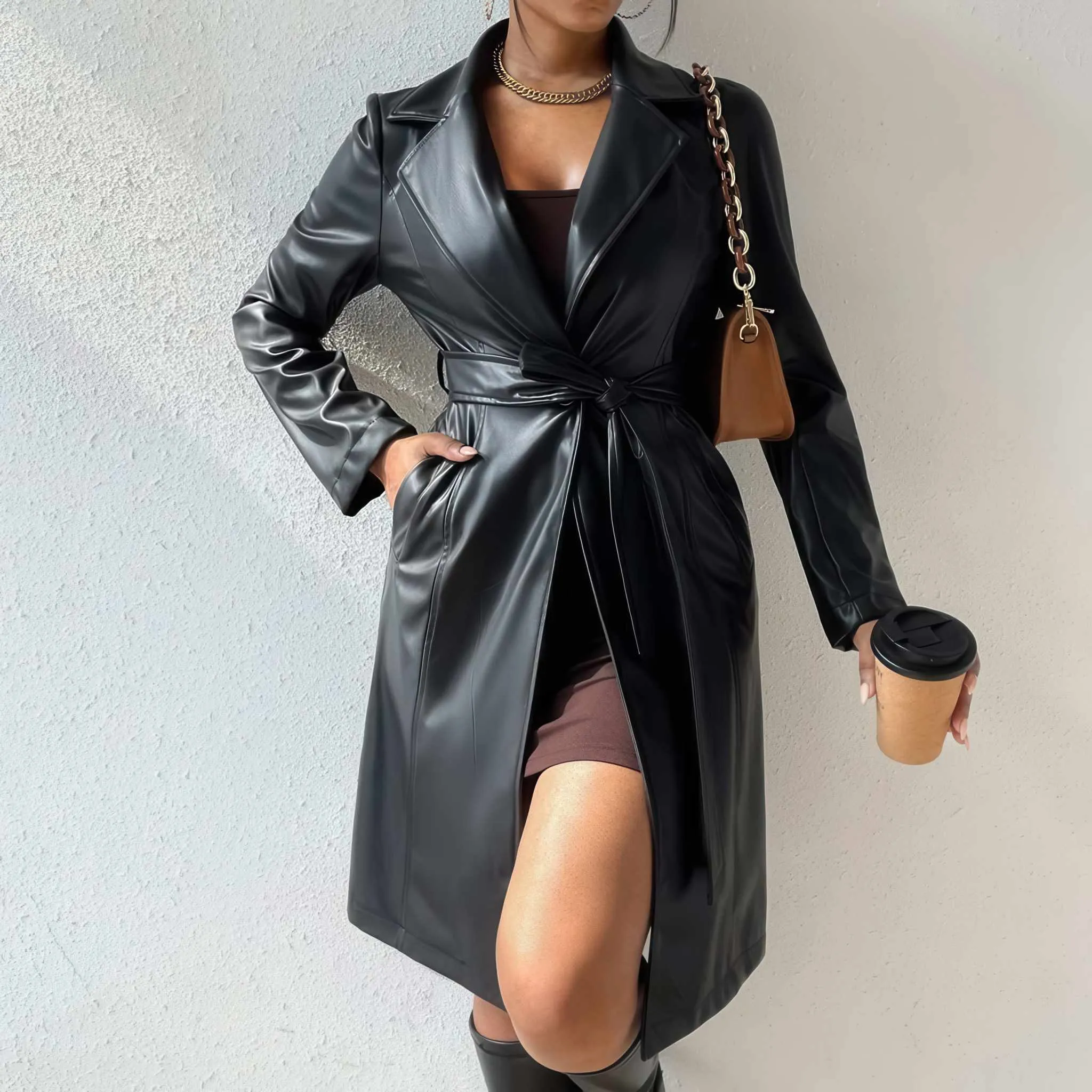 Glow Chic's Slim Long Sleeved Trench Coat