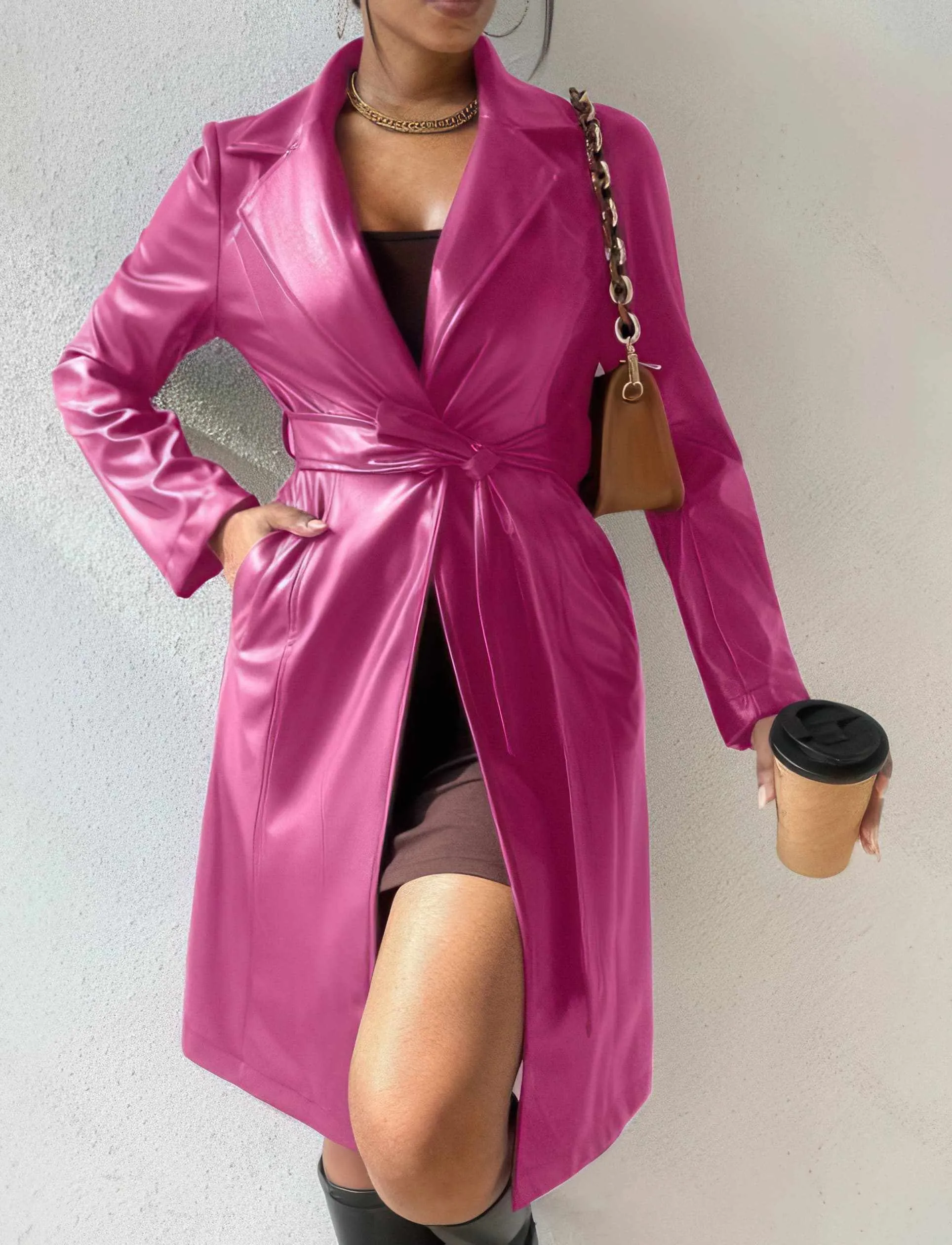 Glow Chic's Slim Long Sleeved Trench Coat