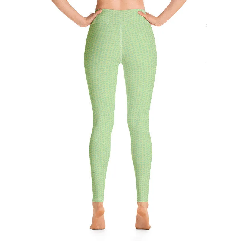 Green Hearts High Waist Yoga Leggings