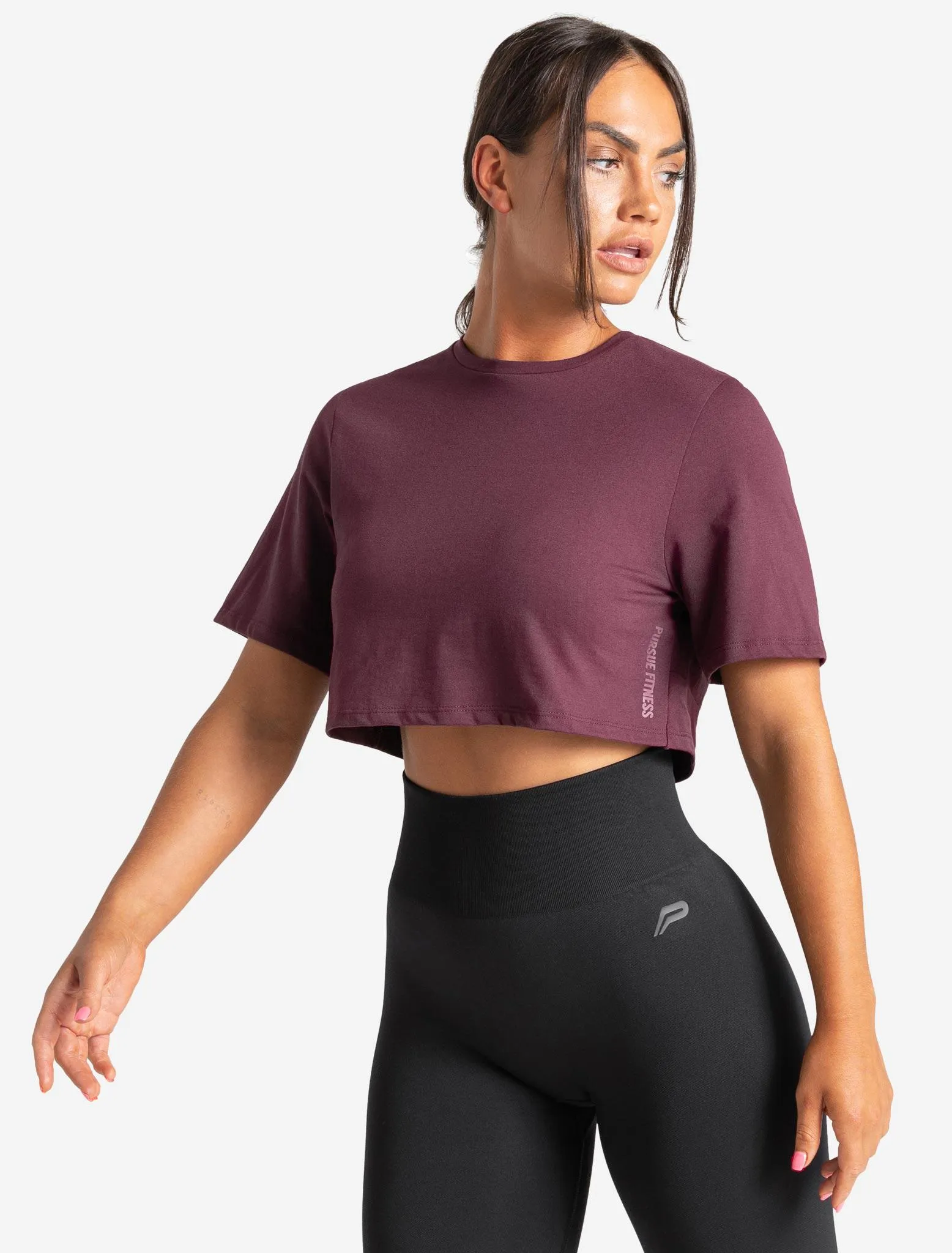 Knot Back Crop T-Shirt - Maroon