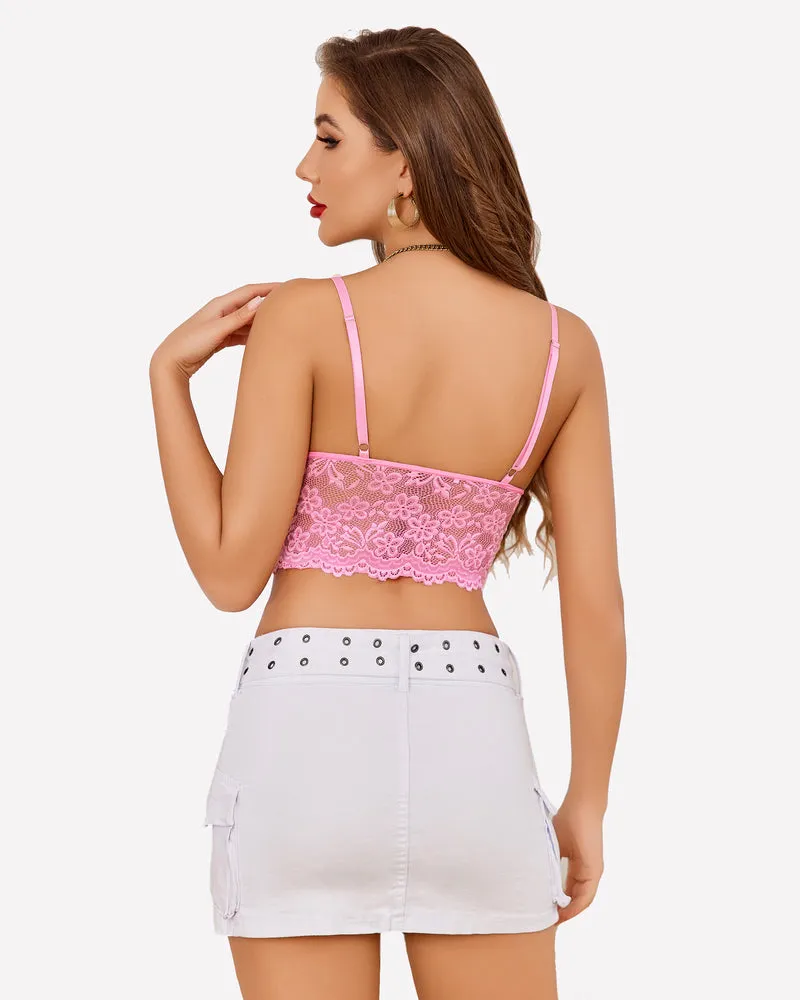 Lace Bralette Adjustable Strap Crop Top