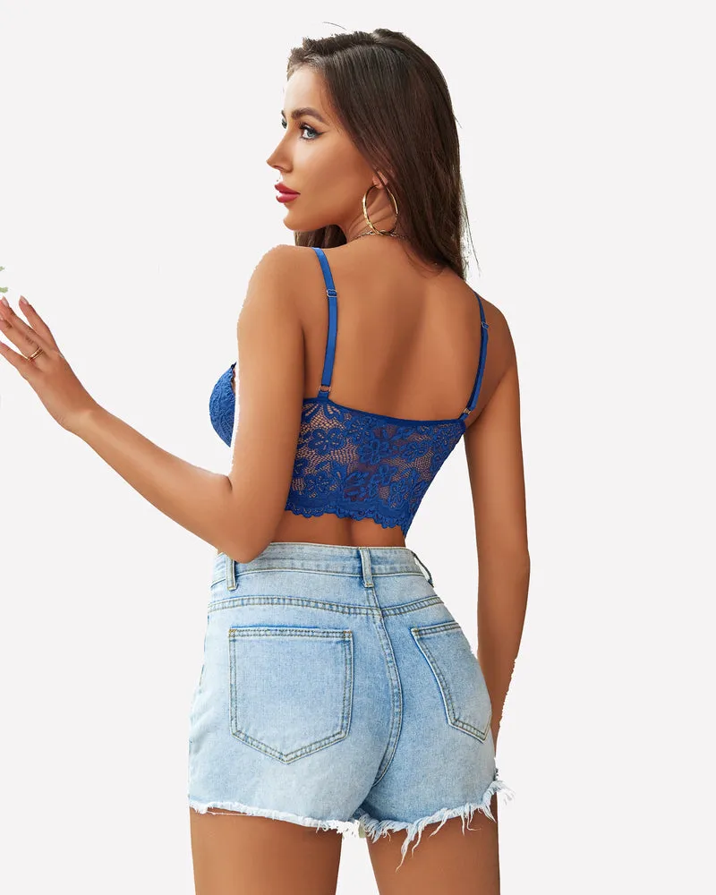 Lace Bralette Adjustable Strap Crop Top