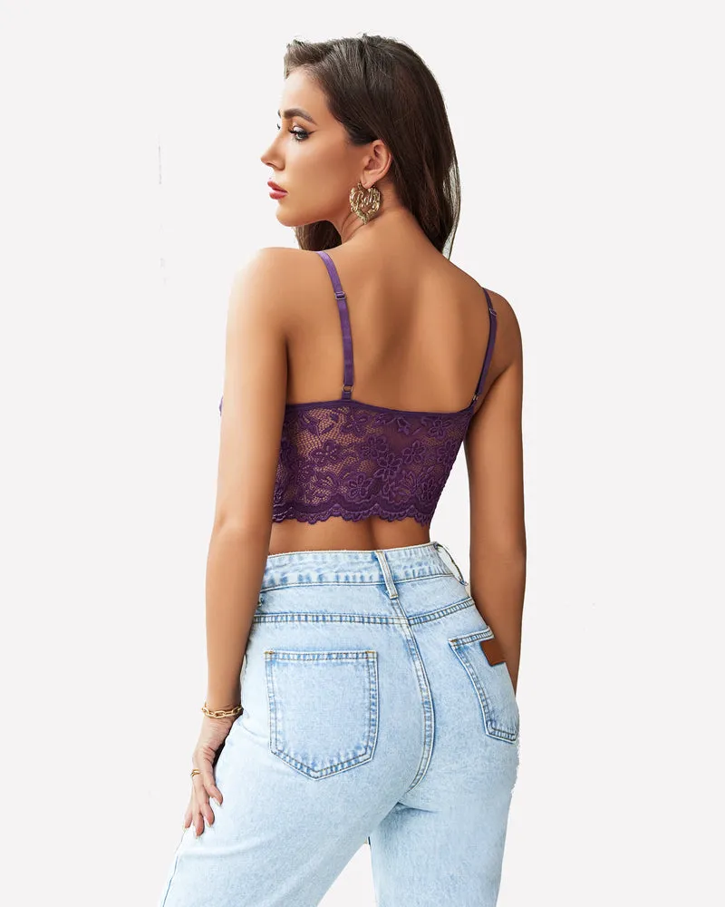 Lace Bralette Adjustable Strap Crop Top