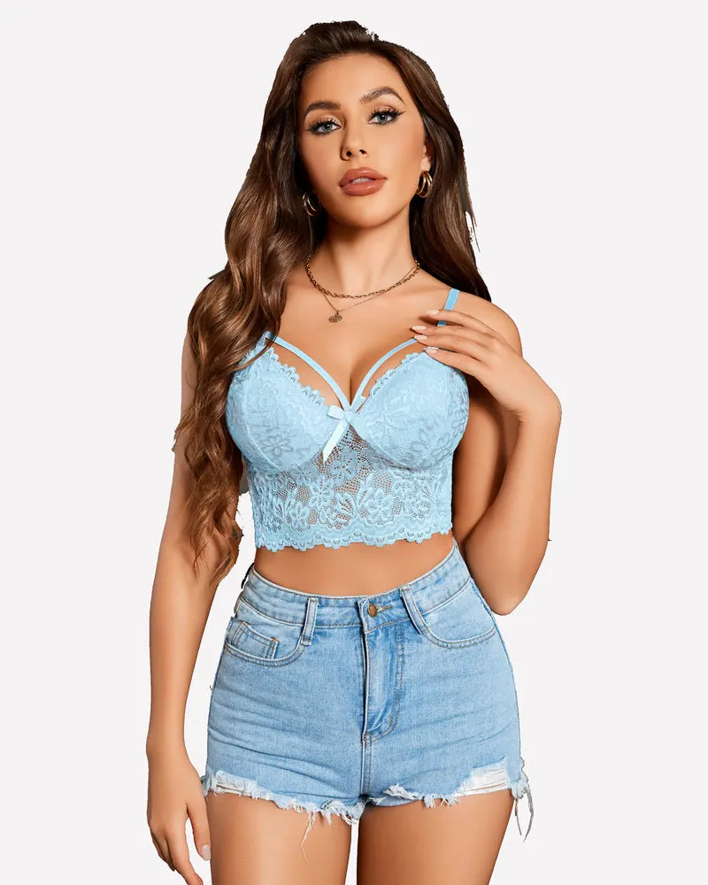 Lace Bralette Adjustable Strap Crop Top