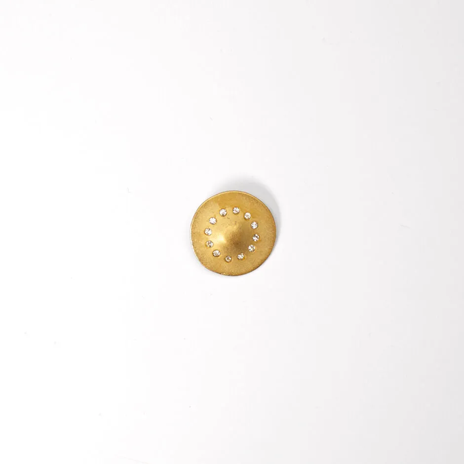 Large Round Gold Diamanté Button