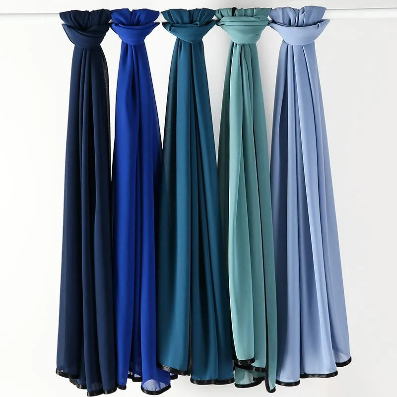 Luxurious Soft Chiffon Shawls With Black Trim