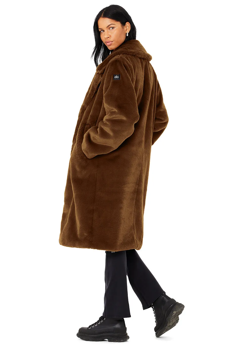 Oversized Faux Fur Trench - Chocolate