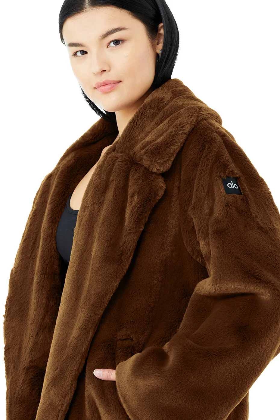 Oversized Faux Fur Trench - Chocolate