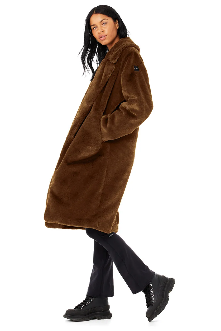 Oversized Faux Fur Trench - Chocolate