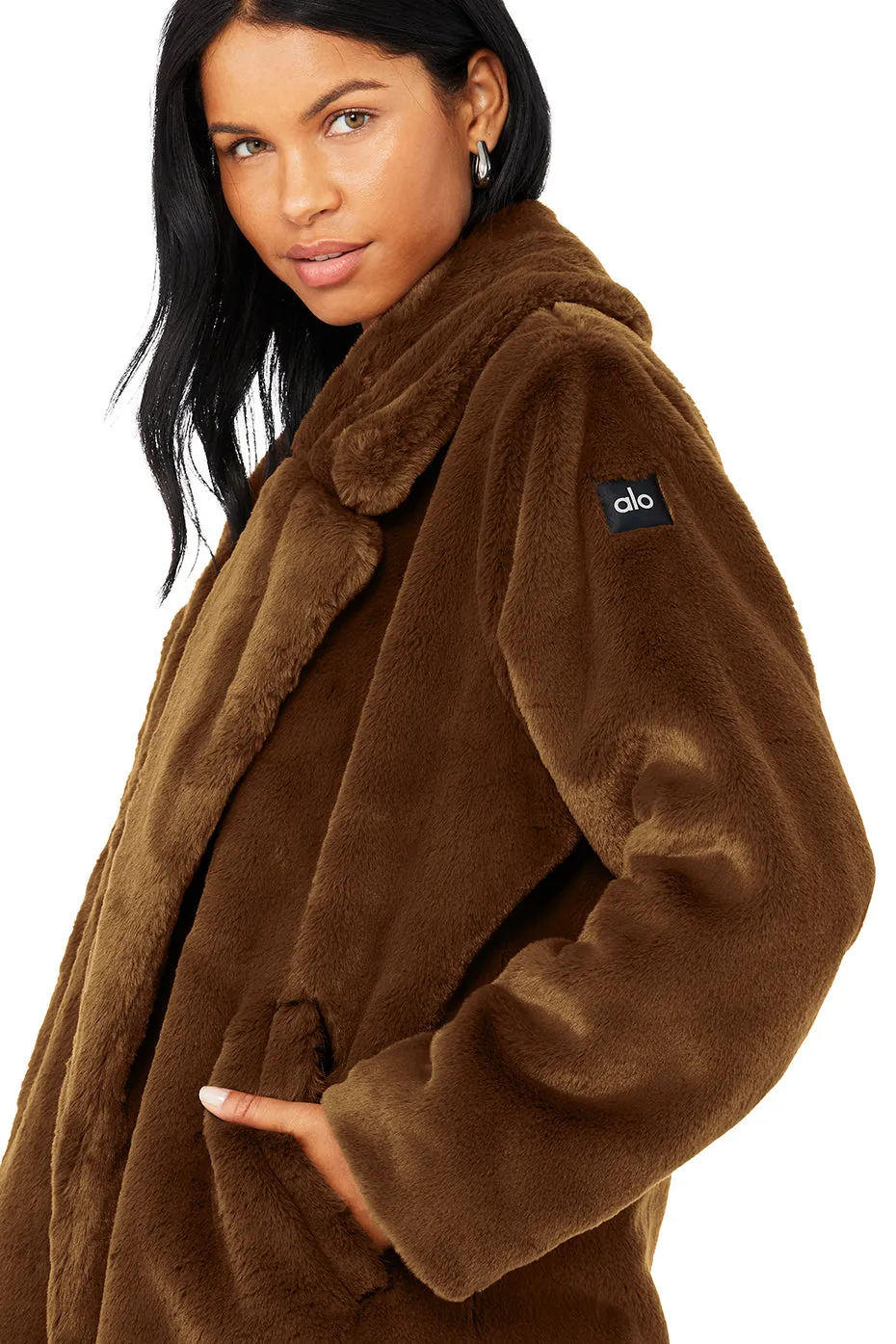 Oversized Faux Fur Trench - Chocolate