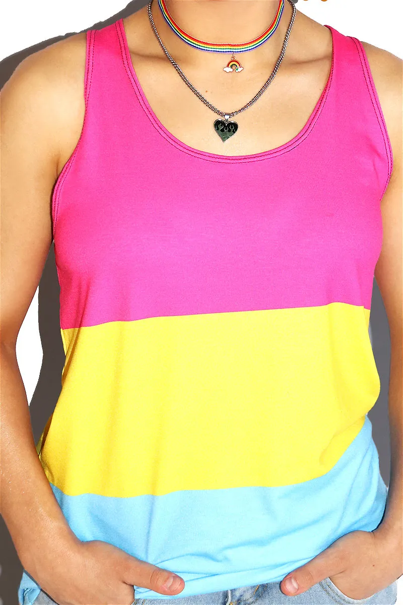 Pansexual Flag All Over Racerback Tank- Fuchsia