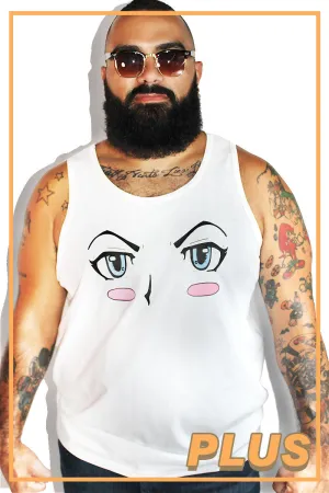 PLUS: Anime Face Racerback Tank- White