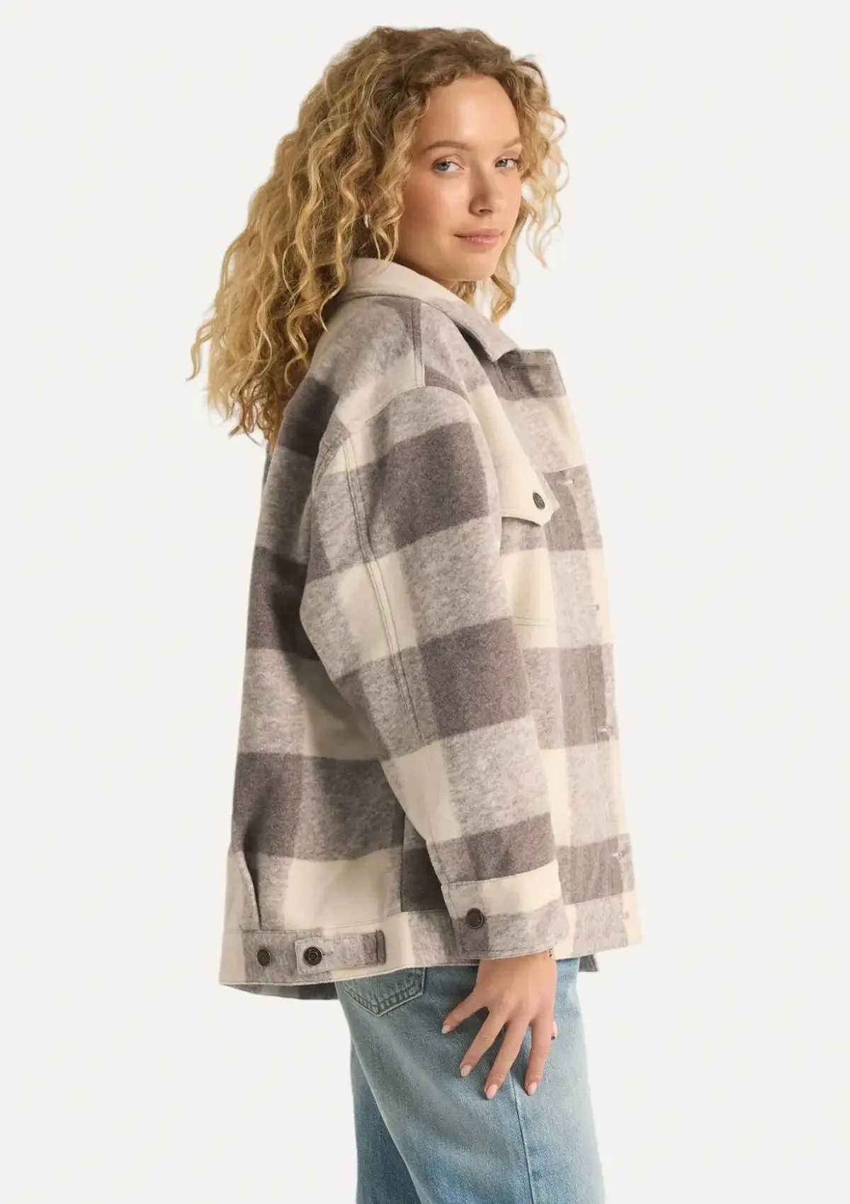 Preston Knit Plaid Jacket - Slate Grey