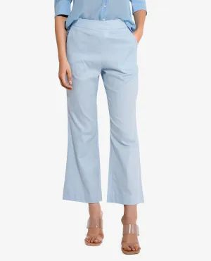 Rareism Women Trani Light Blue  Wide Leg Fit Ankle Length Plain Trouser