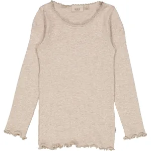 Rib T-Shirt Lace LS - gravel melange