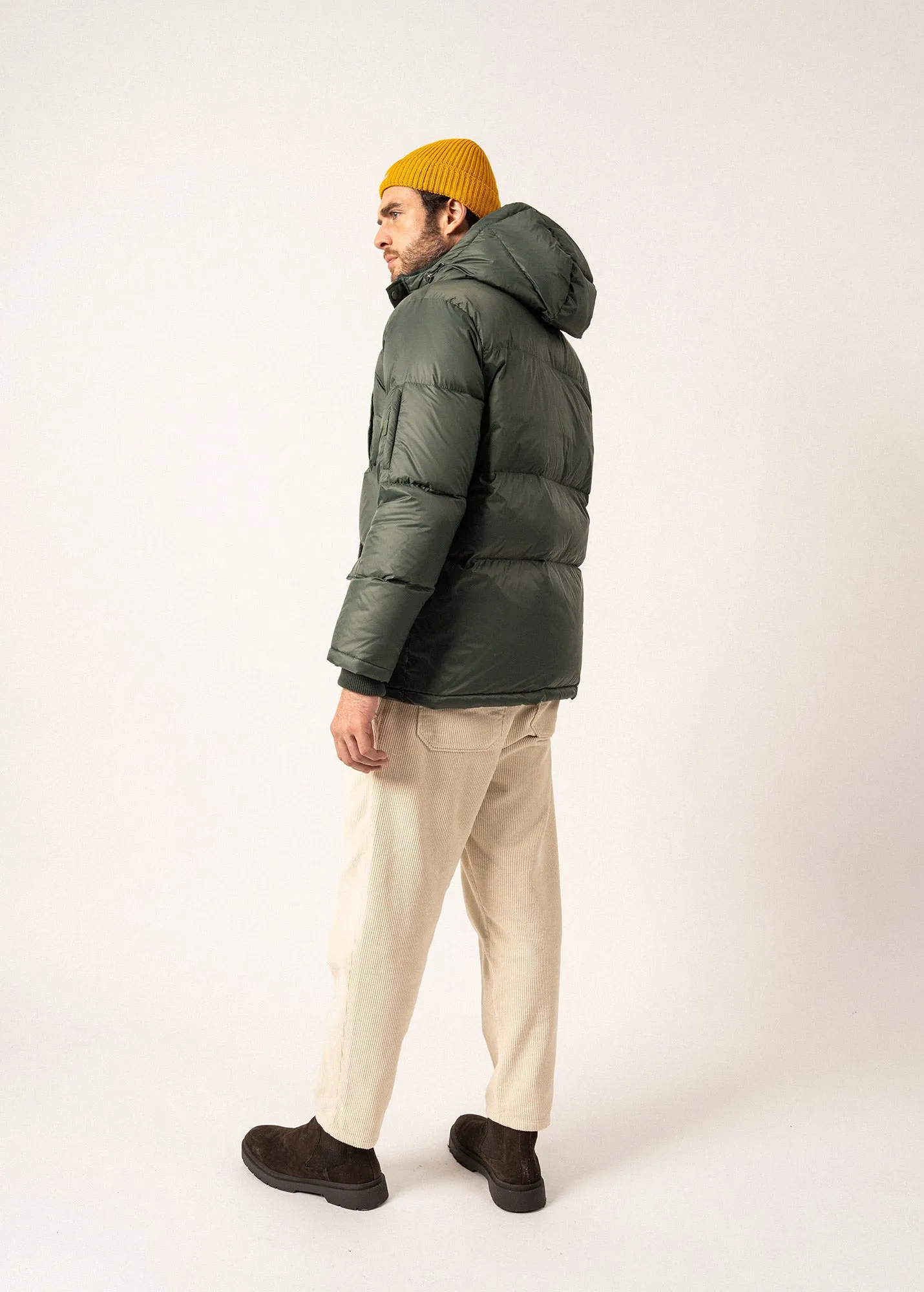 St Octave Hooded Down Jacket - in down and feathers (VEGETAL/NAVY)