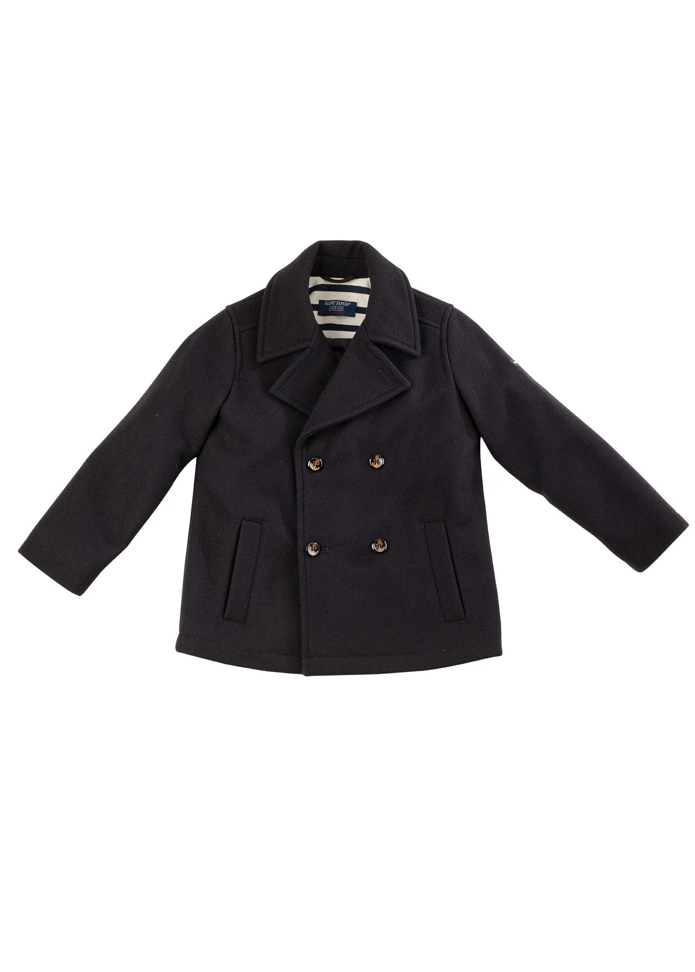 St Suliac peacoat for children - in wool cloth (NAVY)