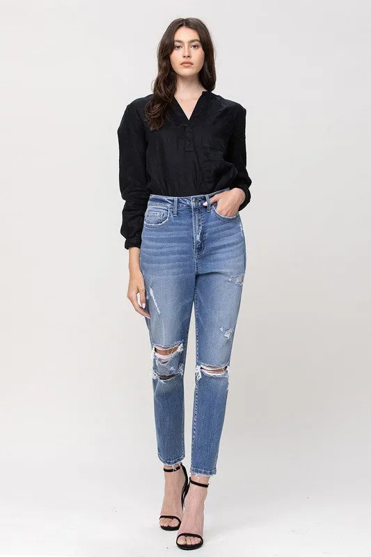 SUPER HIGH RISE STRETCH MOM JEANS