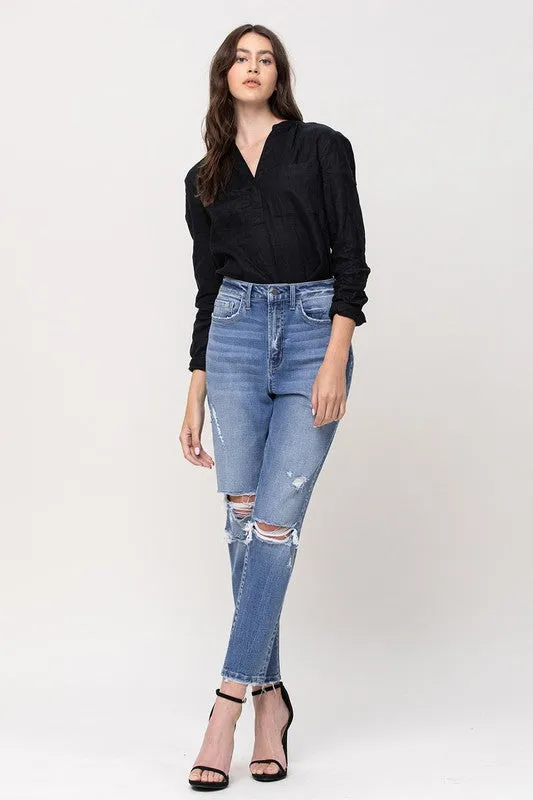 SUPER HIGH RISE STRETCH MOM JEANS