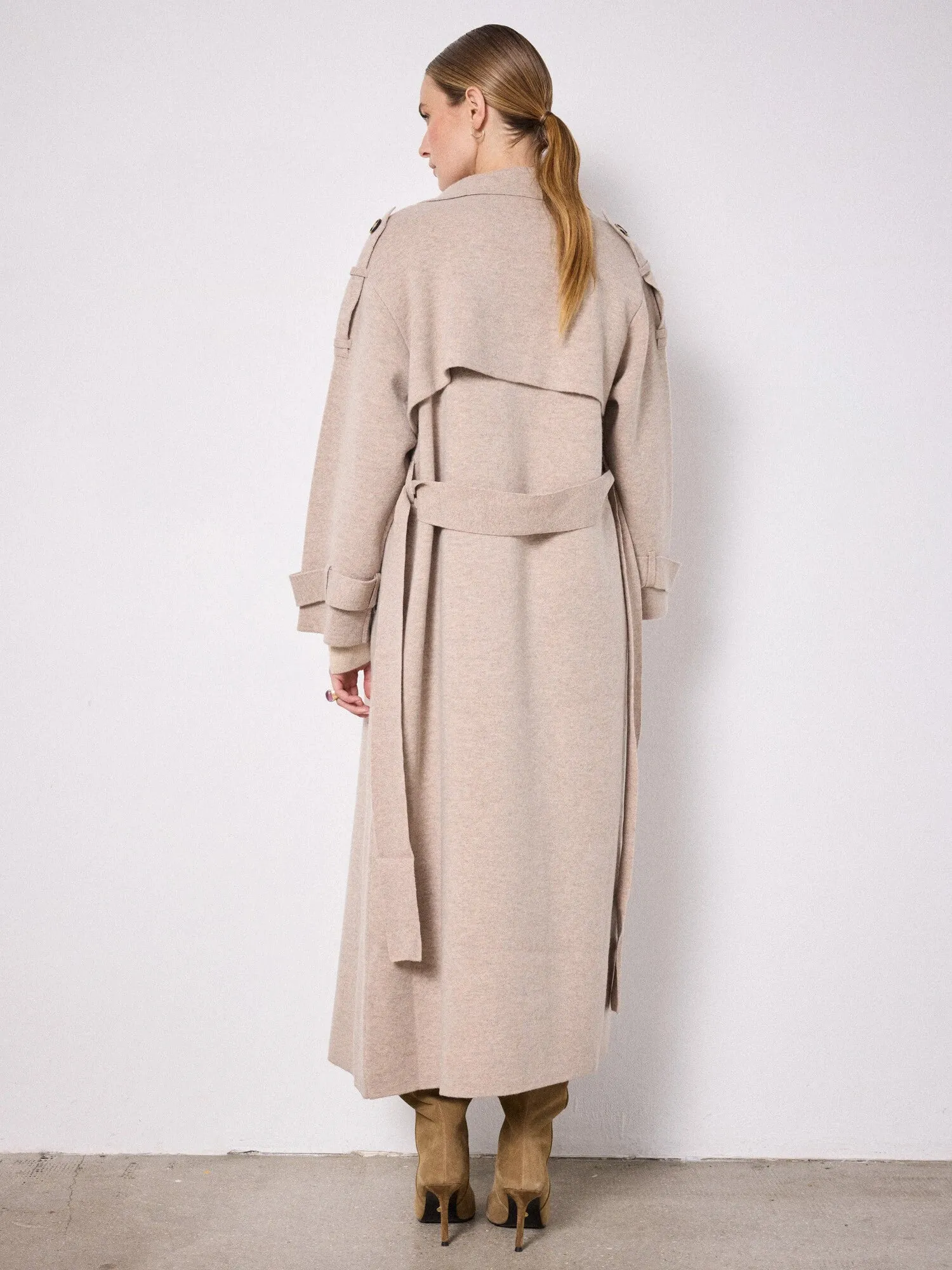 Talia Knitted Trench Terre Fumee