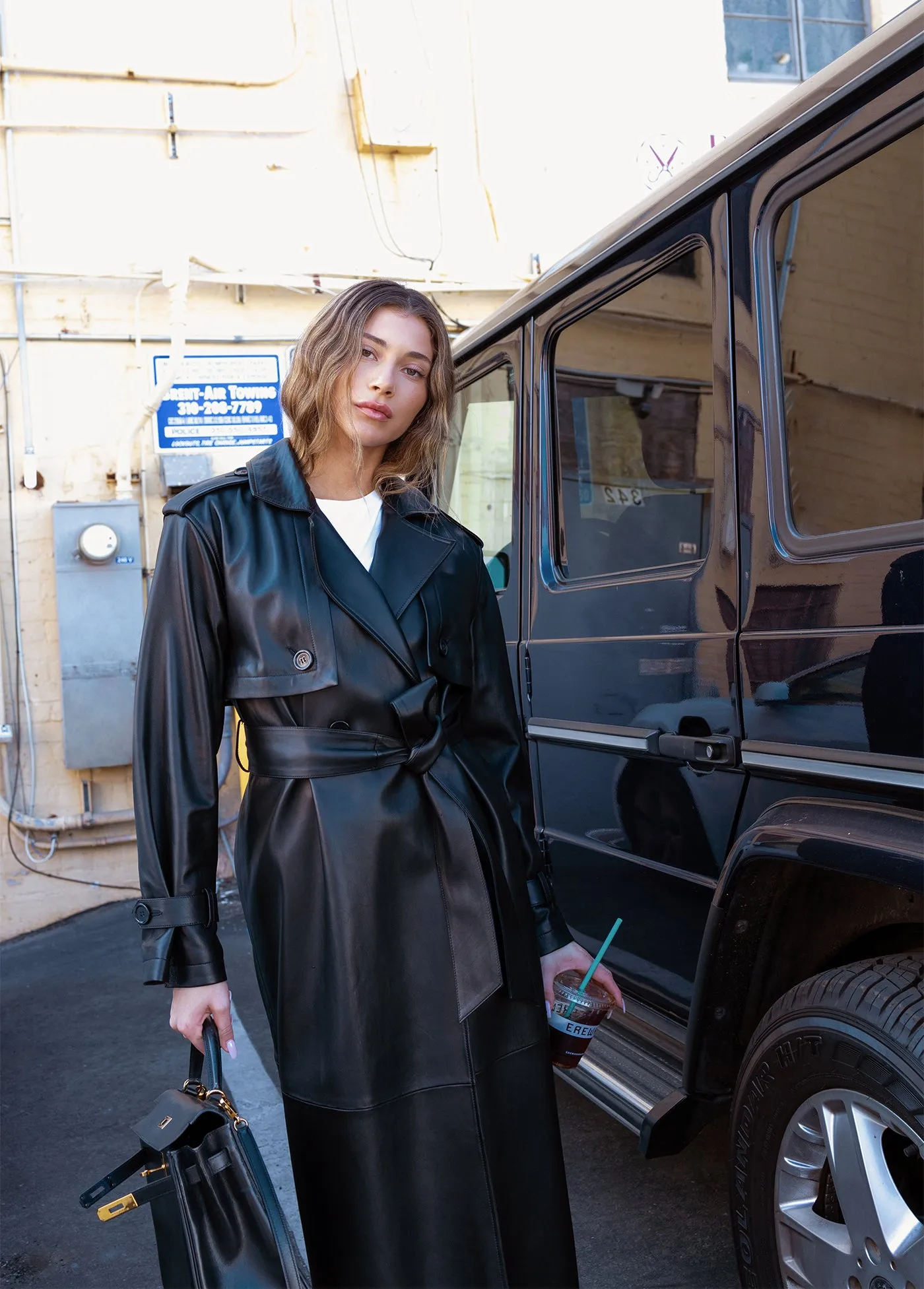 THE CHARLES LEATHER TRENCH