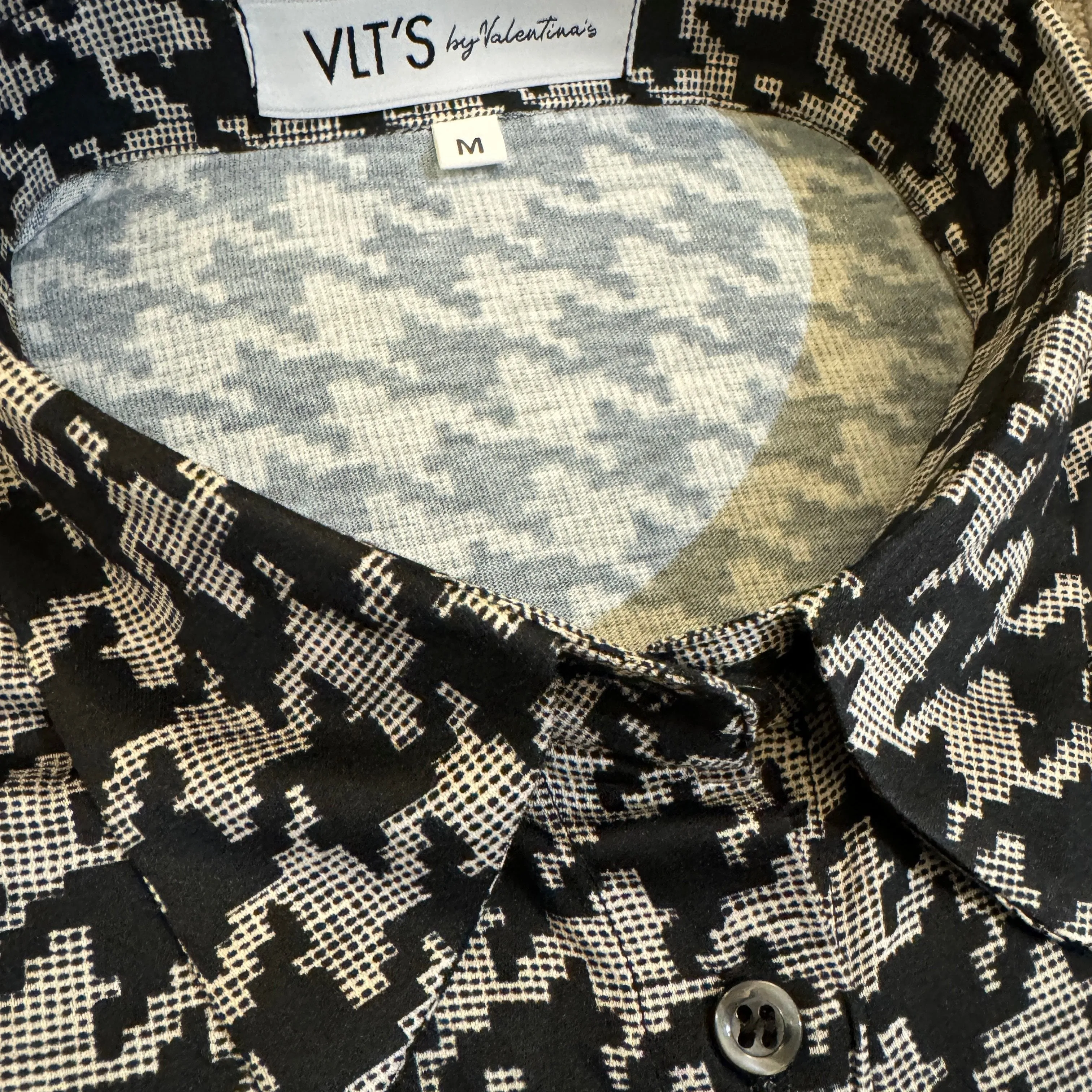 VLTS Houndstooth Shirt Black and Cream