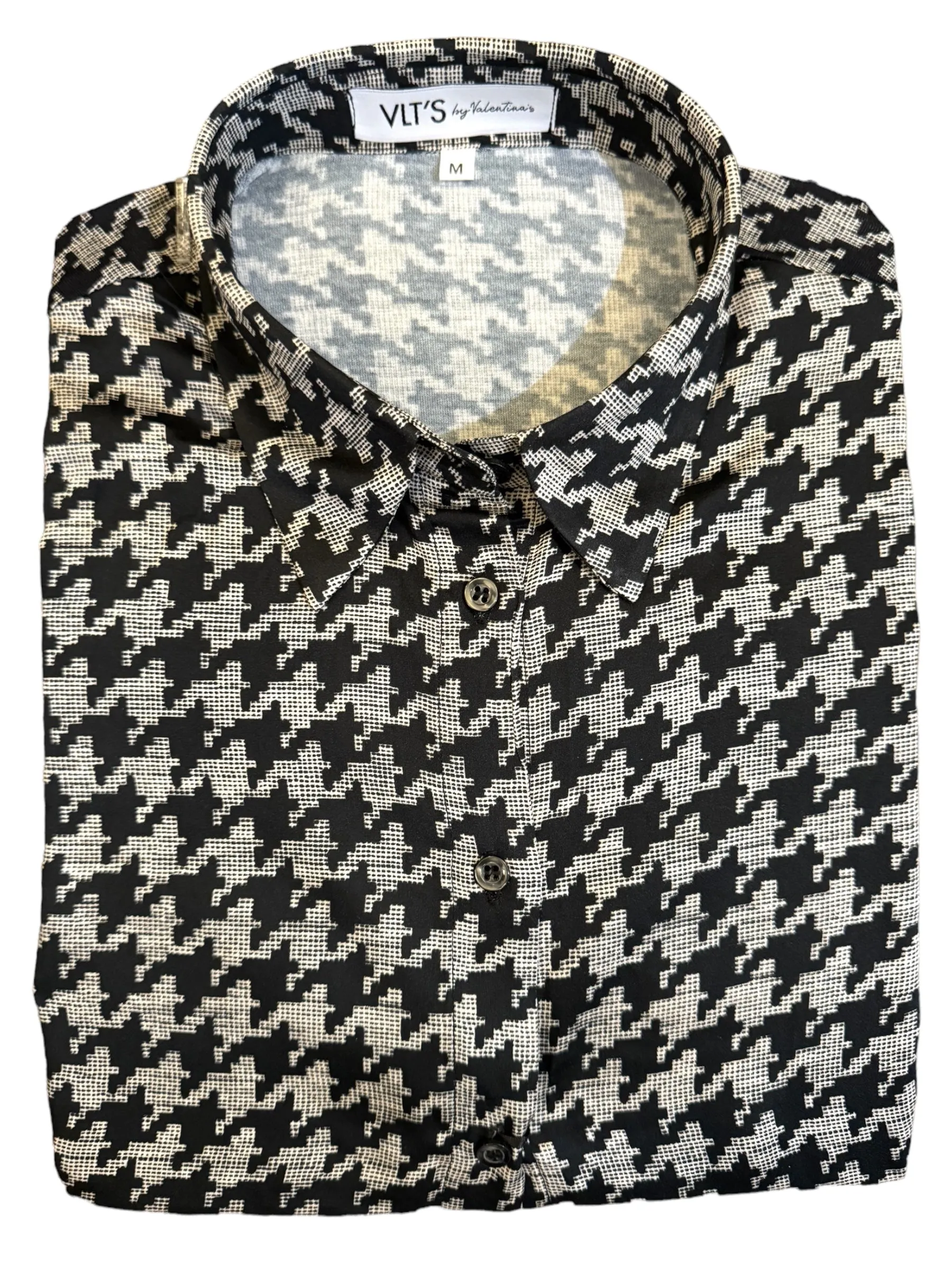 VLTS Houndstooth Shirt Black and Cream