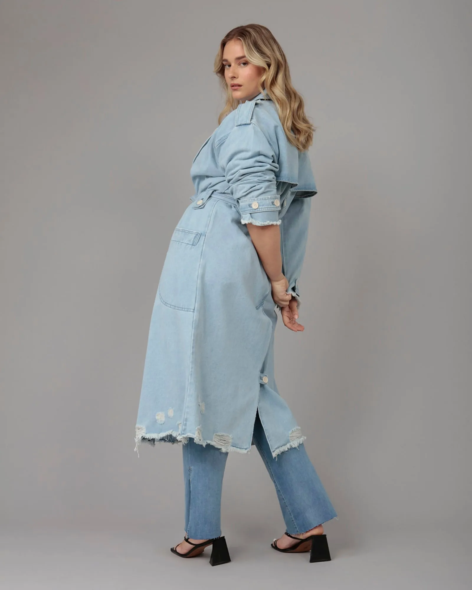 Women's AVERY-BO Denim Trenchcoat | Blue Opal