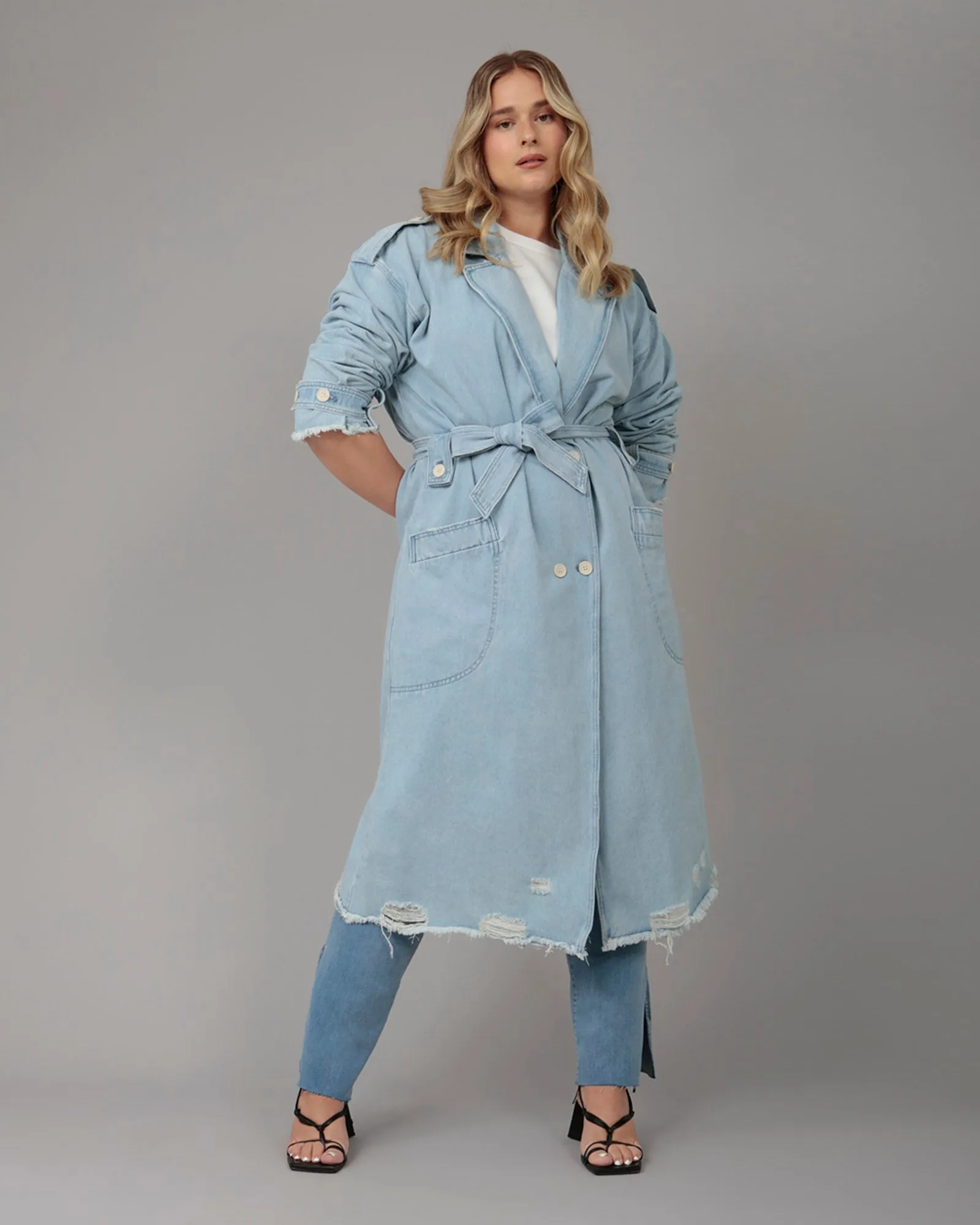 Women's AVERY-BO Denim Trenchcoat | Blue Opal